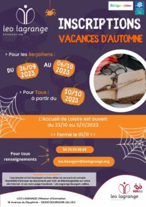 Lire la suite à propos de l’article Inscriptions Vacances d’Automne 2023