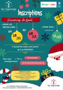 Lire la suite à propos de l’article INSCRIPTIONS VACANCES DE NOEL 2023-2024