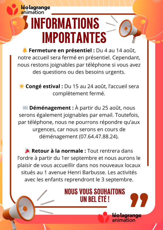 informations estivales